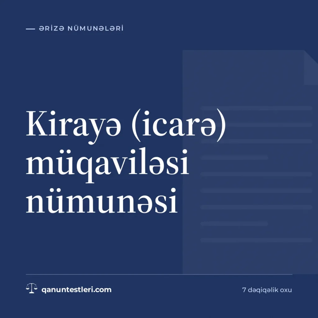 Kirayə (icarə) müqaviləsi nümunəsi